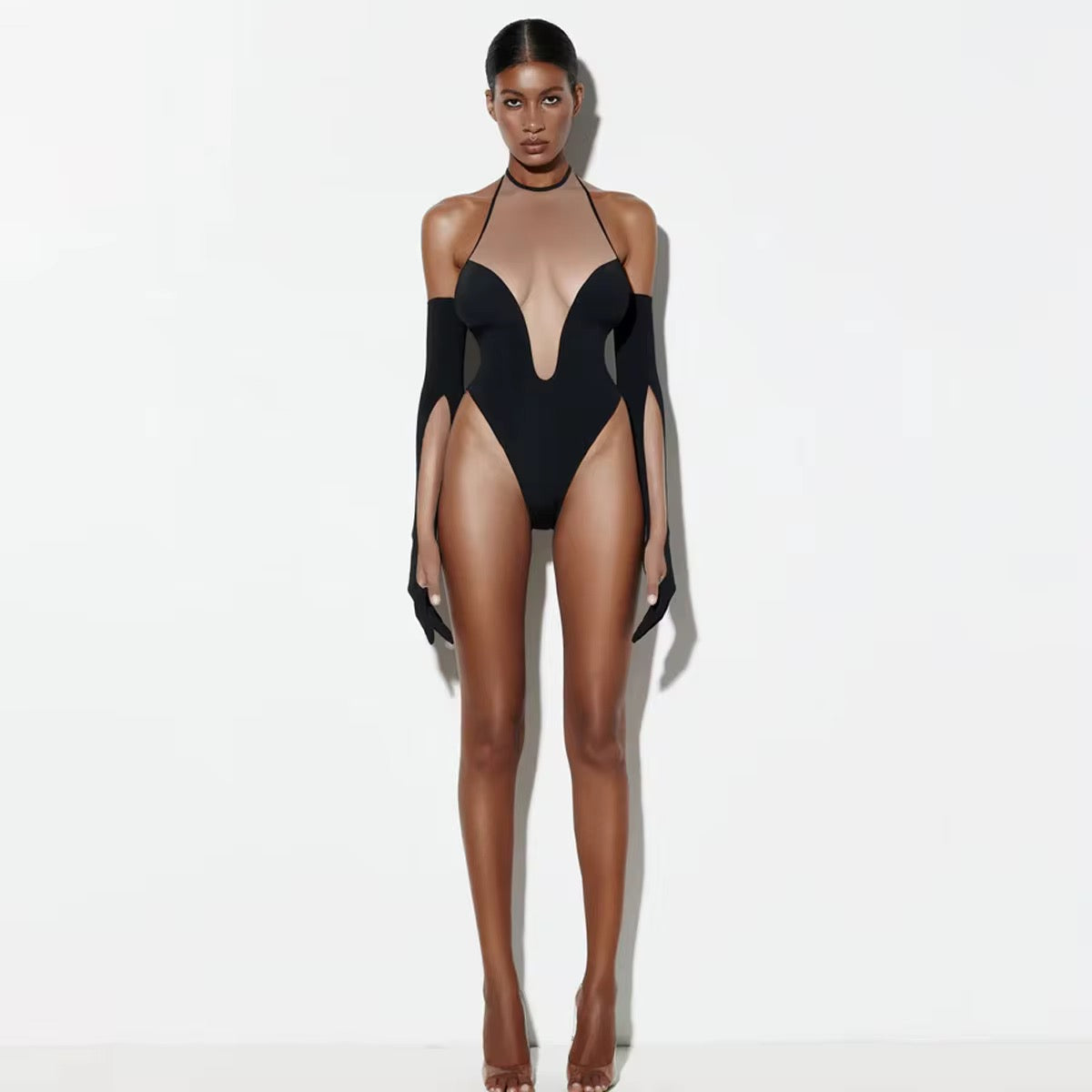 Noir halter elegance set