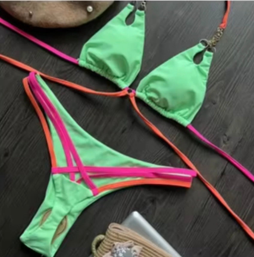 Neon mint temptation bikini set