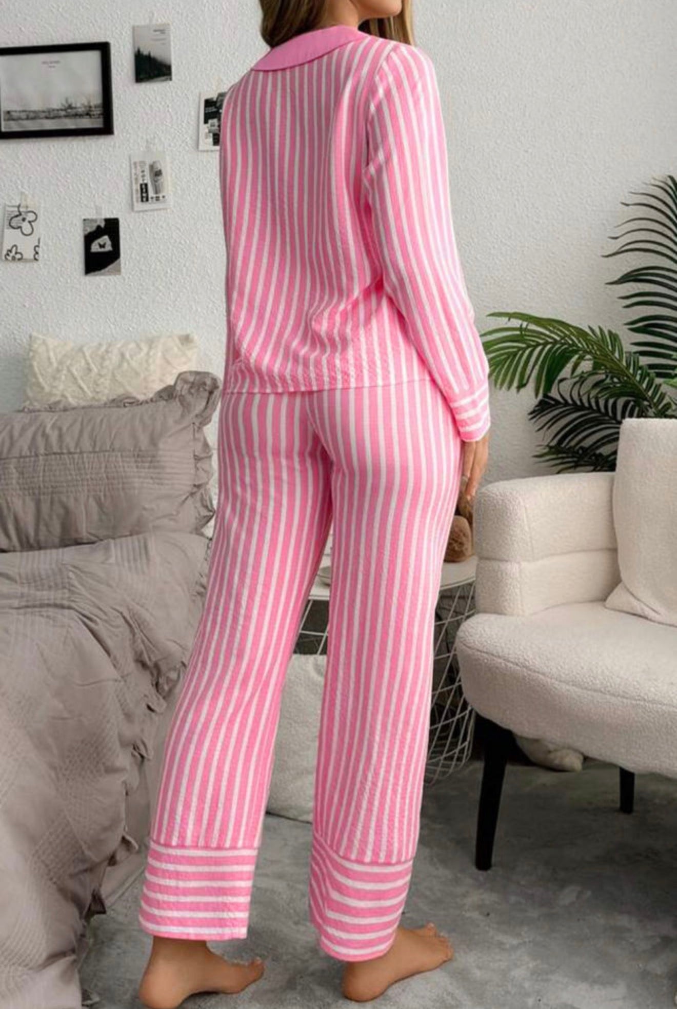 Pink stripe lounge set