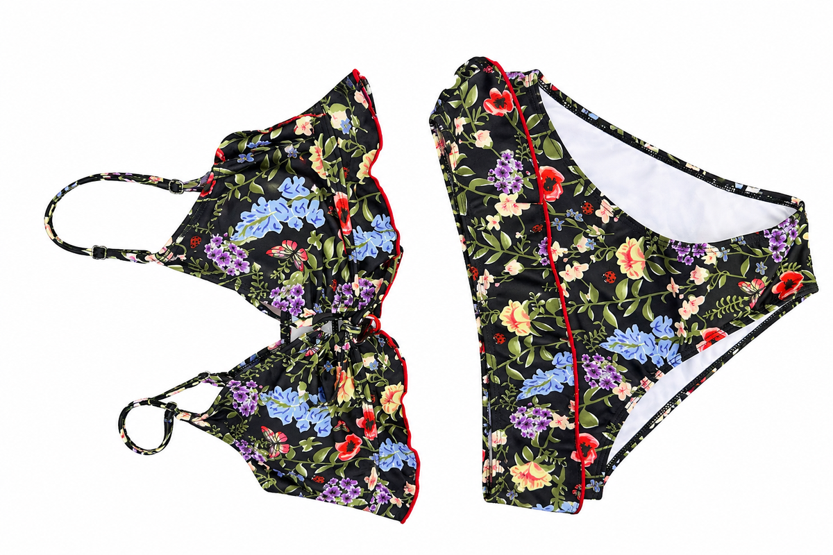 Midnight garden floral bikini set