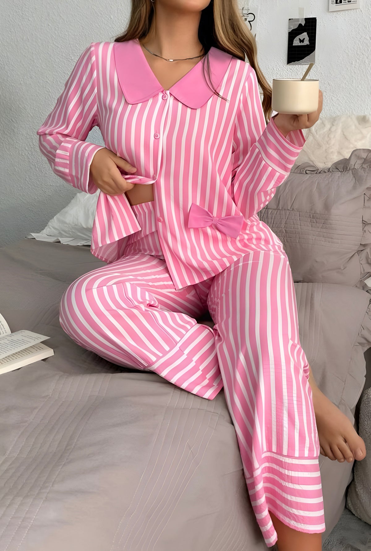 Pink stripe lounge set