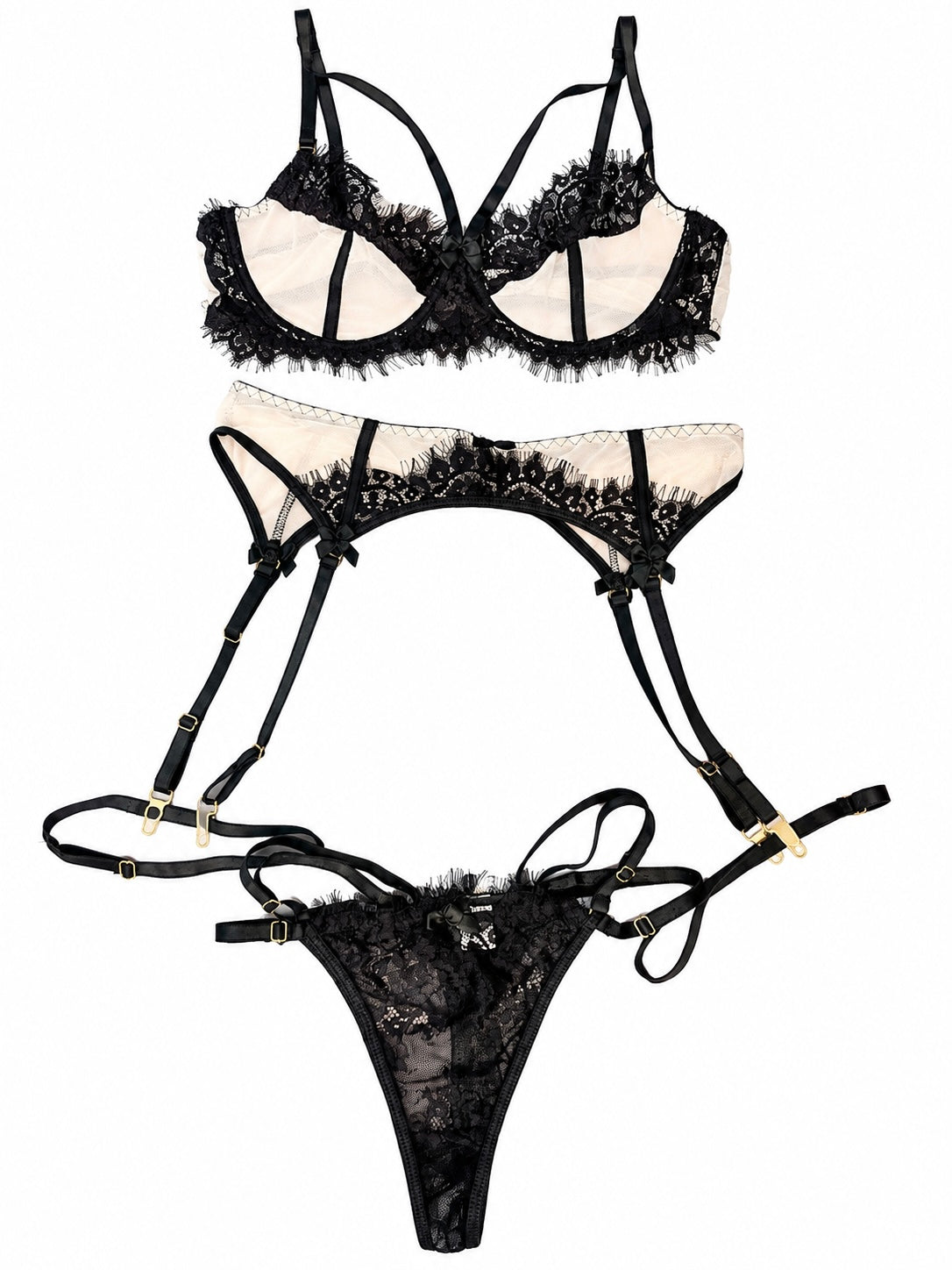 Midnight rose garter set