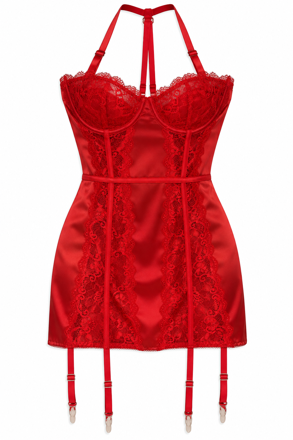 Classic lace suspender babydoll